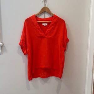 Xirena Avery V-Neck in Red Orange | Size Small